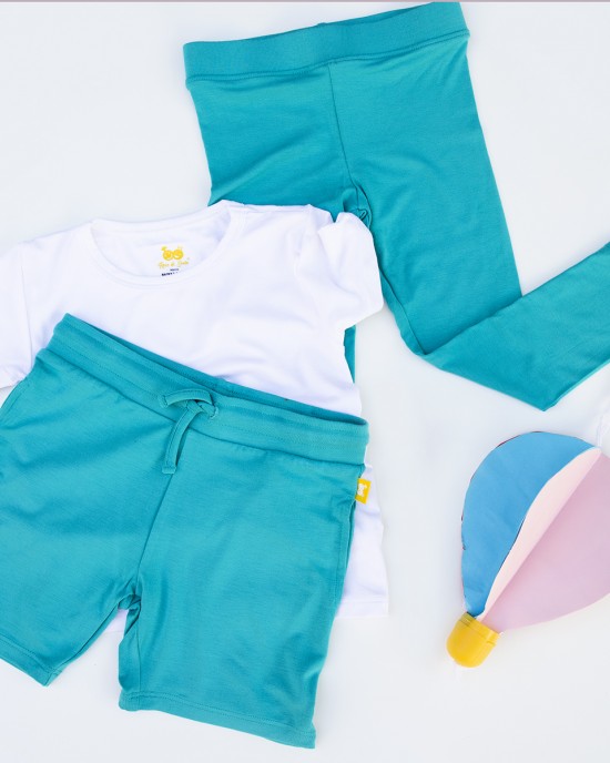 Pantaloni scurți bambus băieți, lagoon blue 