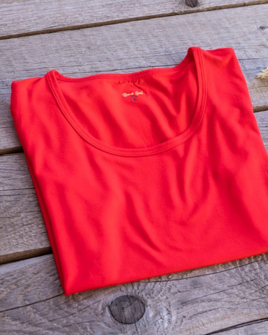 Tricou bambus damă decolteu rotund, summer red
