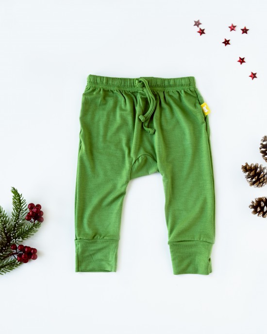 Pantaloni bambus copii, meadow green 